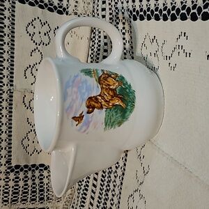 Vintage Ceramic Porcelain Shaving Mug w/Dog & Duck Scene | Pre-Owned | No Flaws